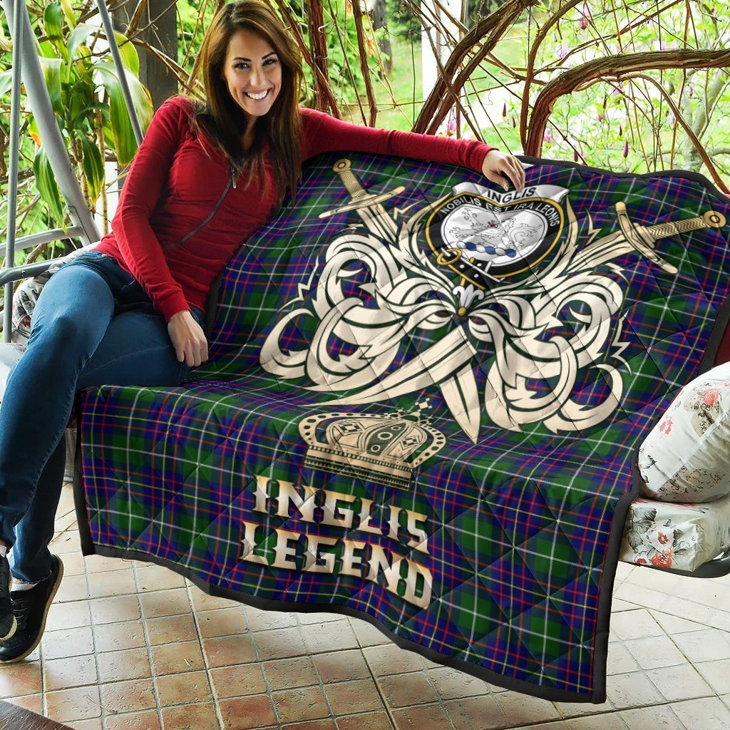 Inglis Modern Tartan Crest Legend Gold Royal Premium Quilt