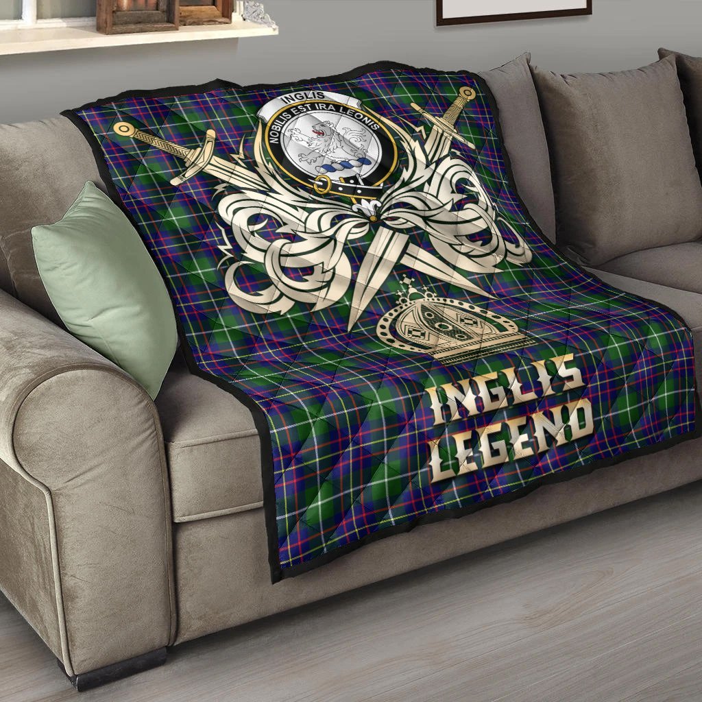 Inglis Modern Tartan Crest Legend Gold Royal Premium Quilt