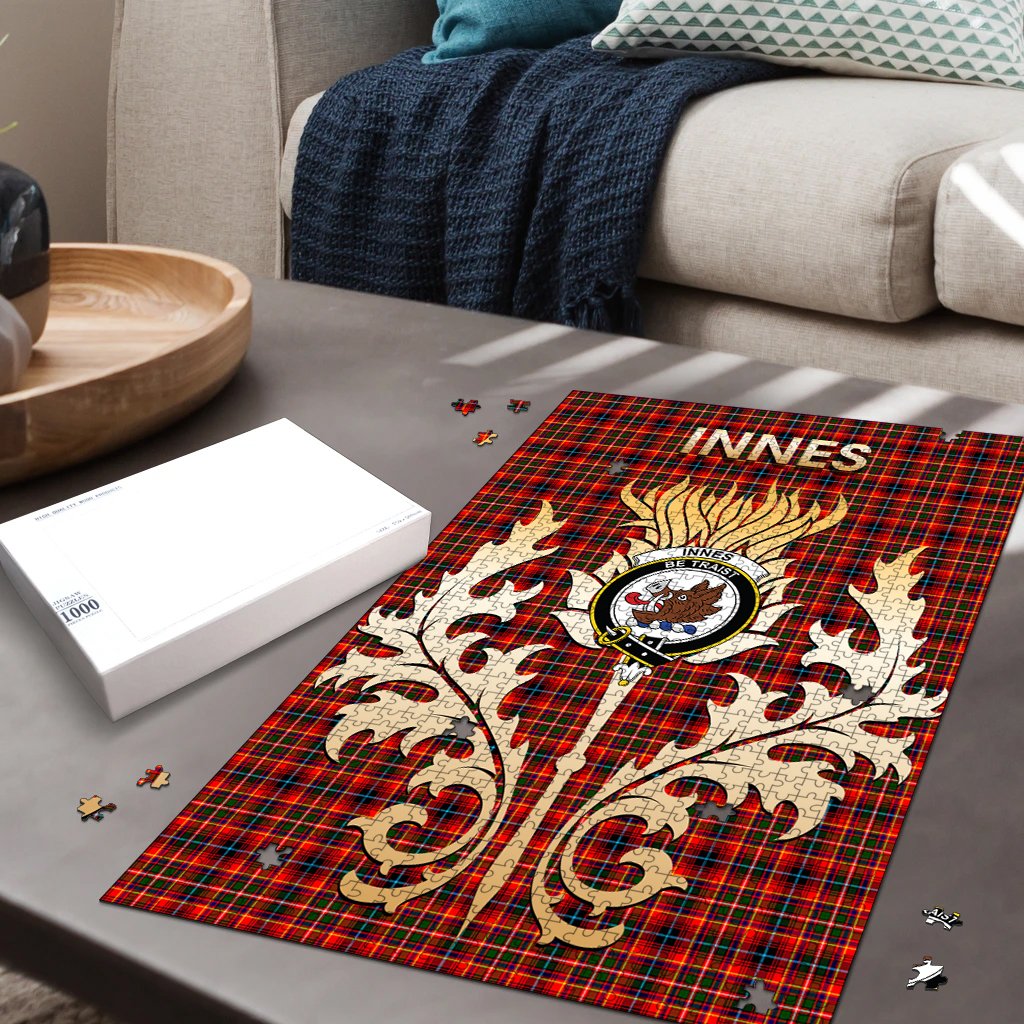 Innes Modern Tartan Crest Thistle Jigsaw Puzzles