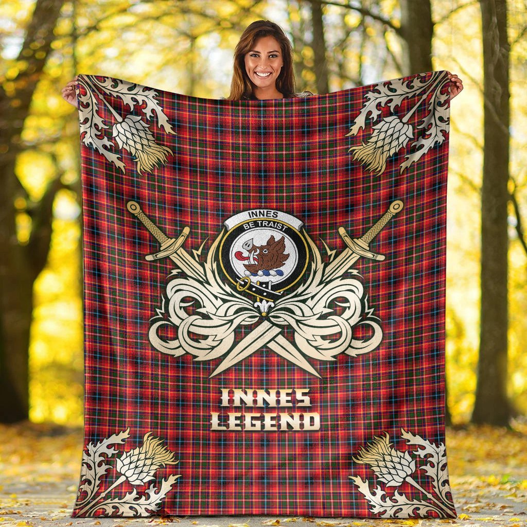 Innes Modern Tartan Gold Courage Symbol Blanket