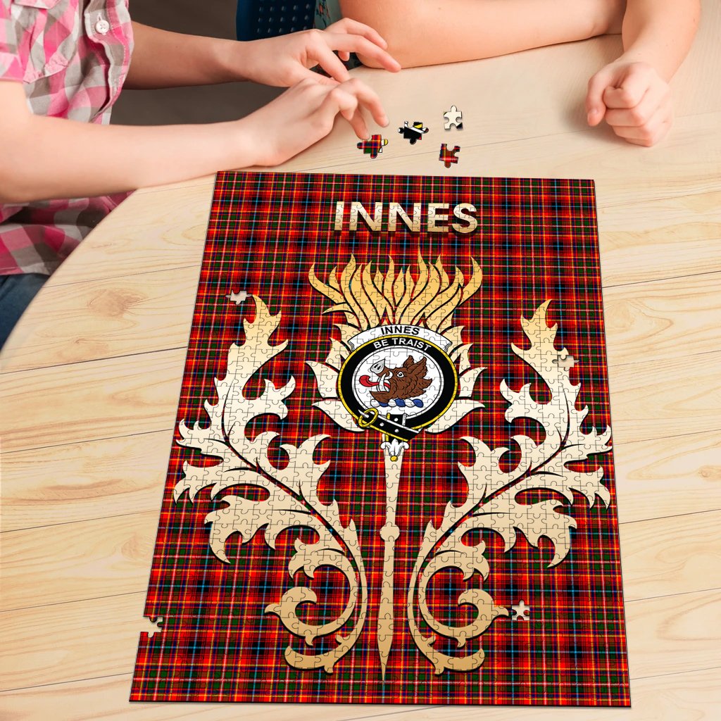 Innes Modern Tartan Crest Thistle Jigsaw Puzzles