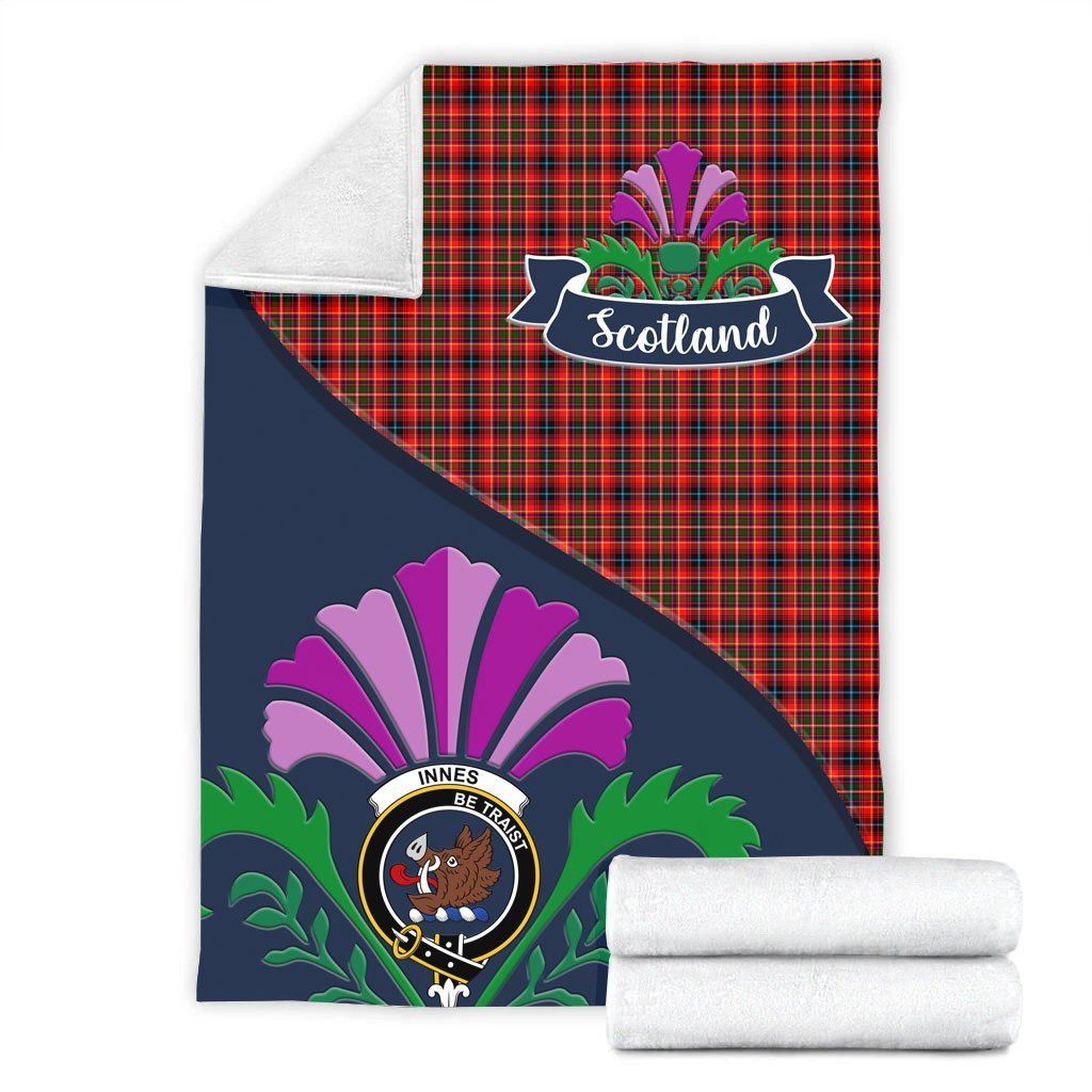 Innes Tartan Crest Premium Blanket - Thistle Style