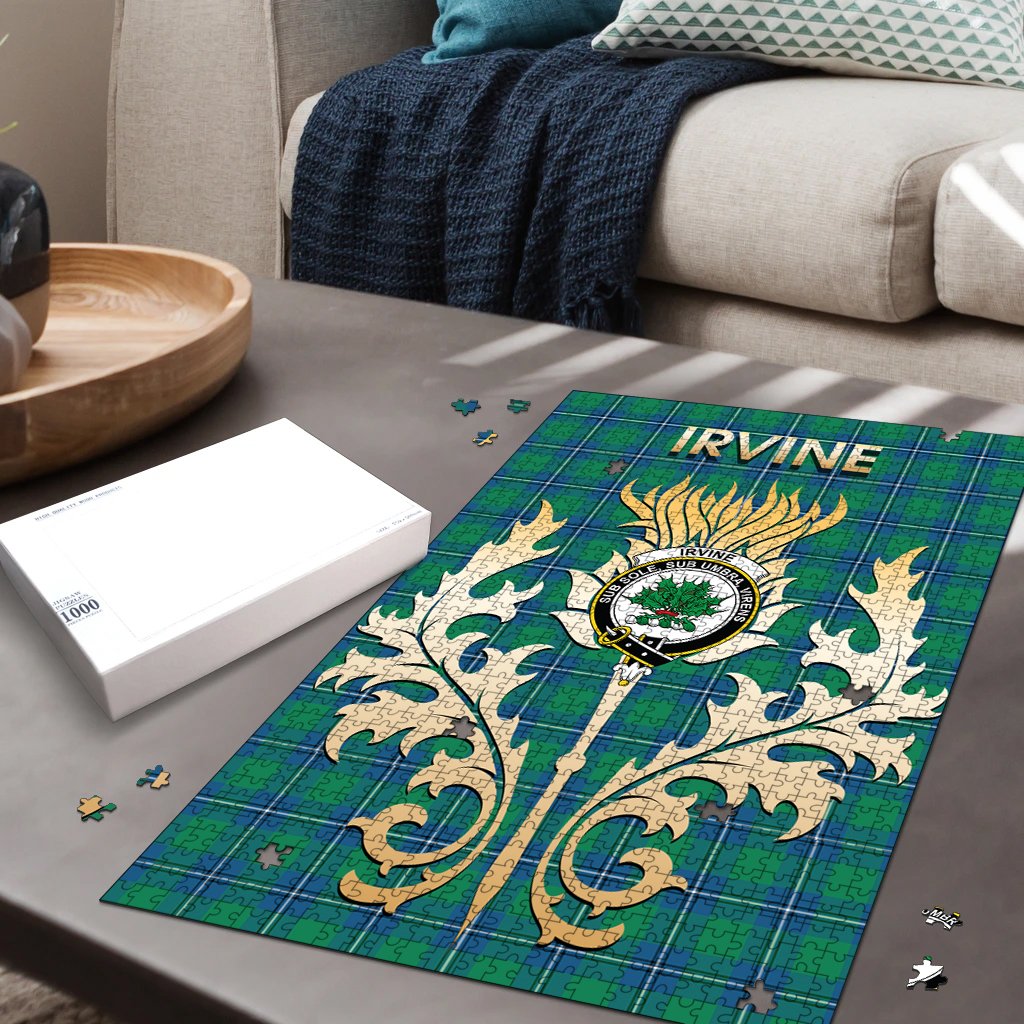 Irvine Ancient Tartan Crest Thistle Jigsaw Puzzles