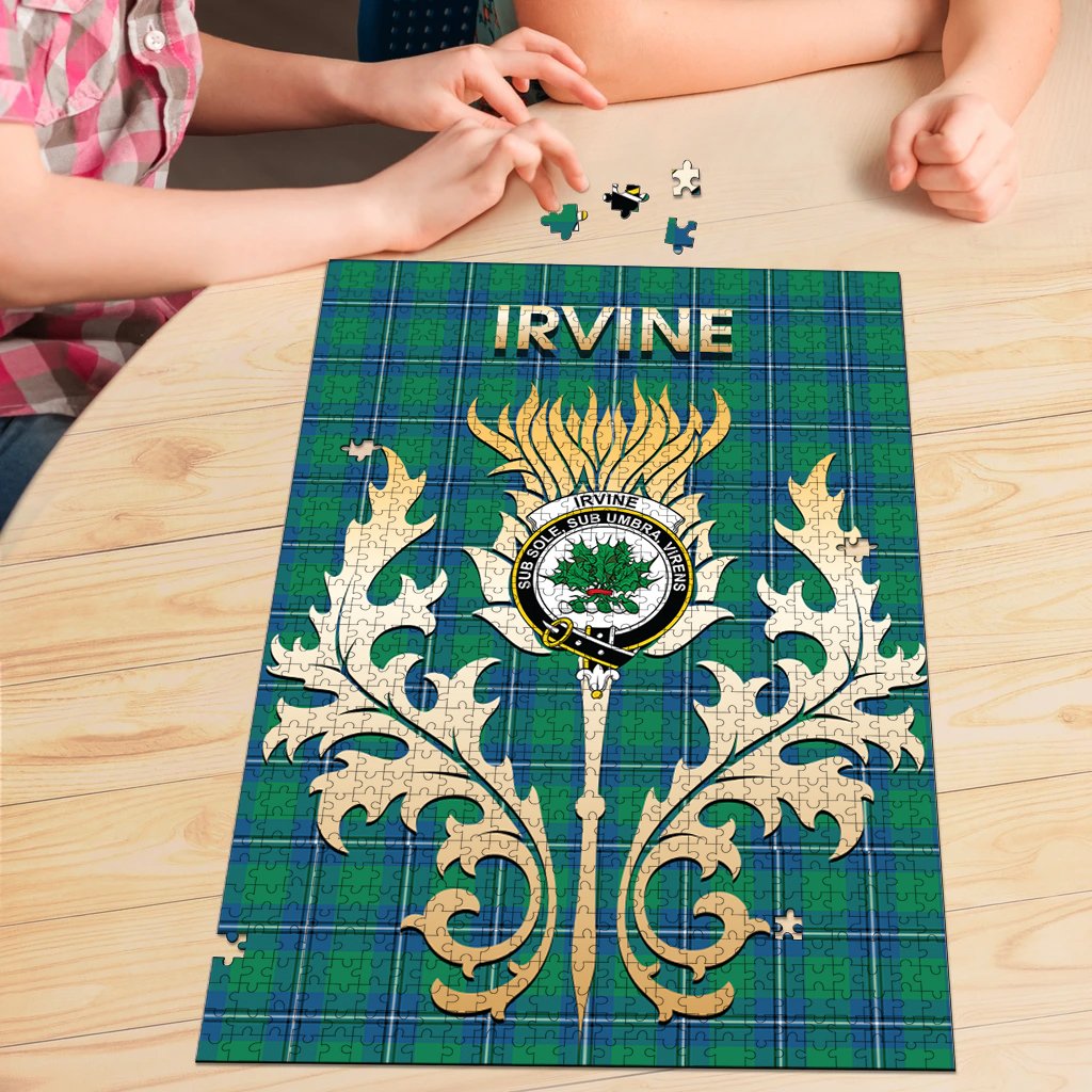 Irvine Ancient Tartan Crest Thistle Jigsaw Puzzles