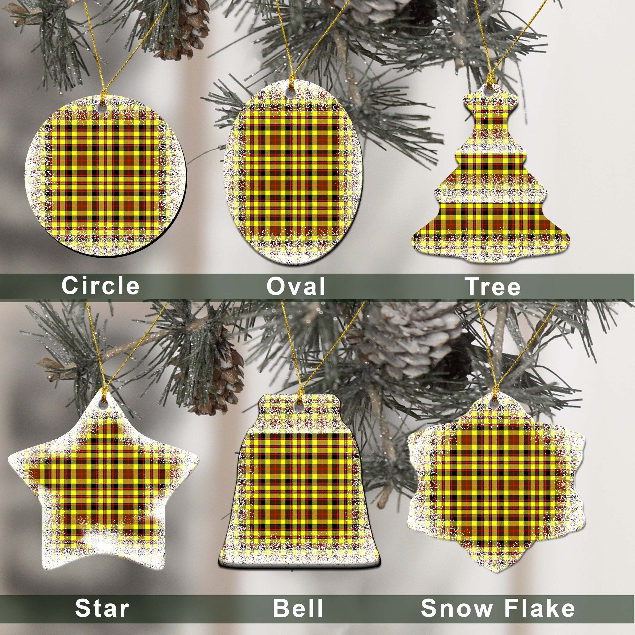 Jardine Tartan Christmas Ceramic Ornament - Snow Style