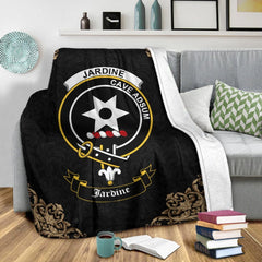 Jardine Crest Tartan Premium Blanket Black