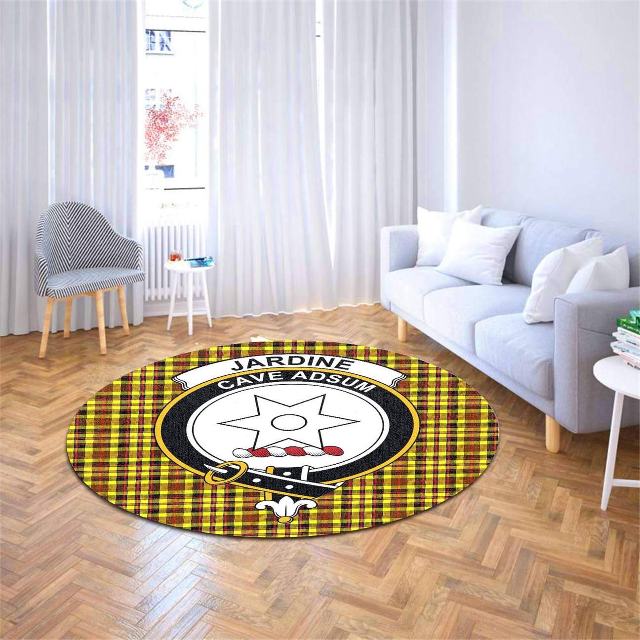 Jardine Tartan Crest Round Rug