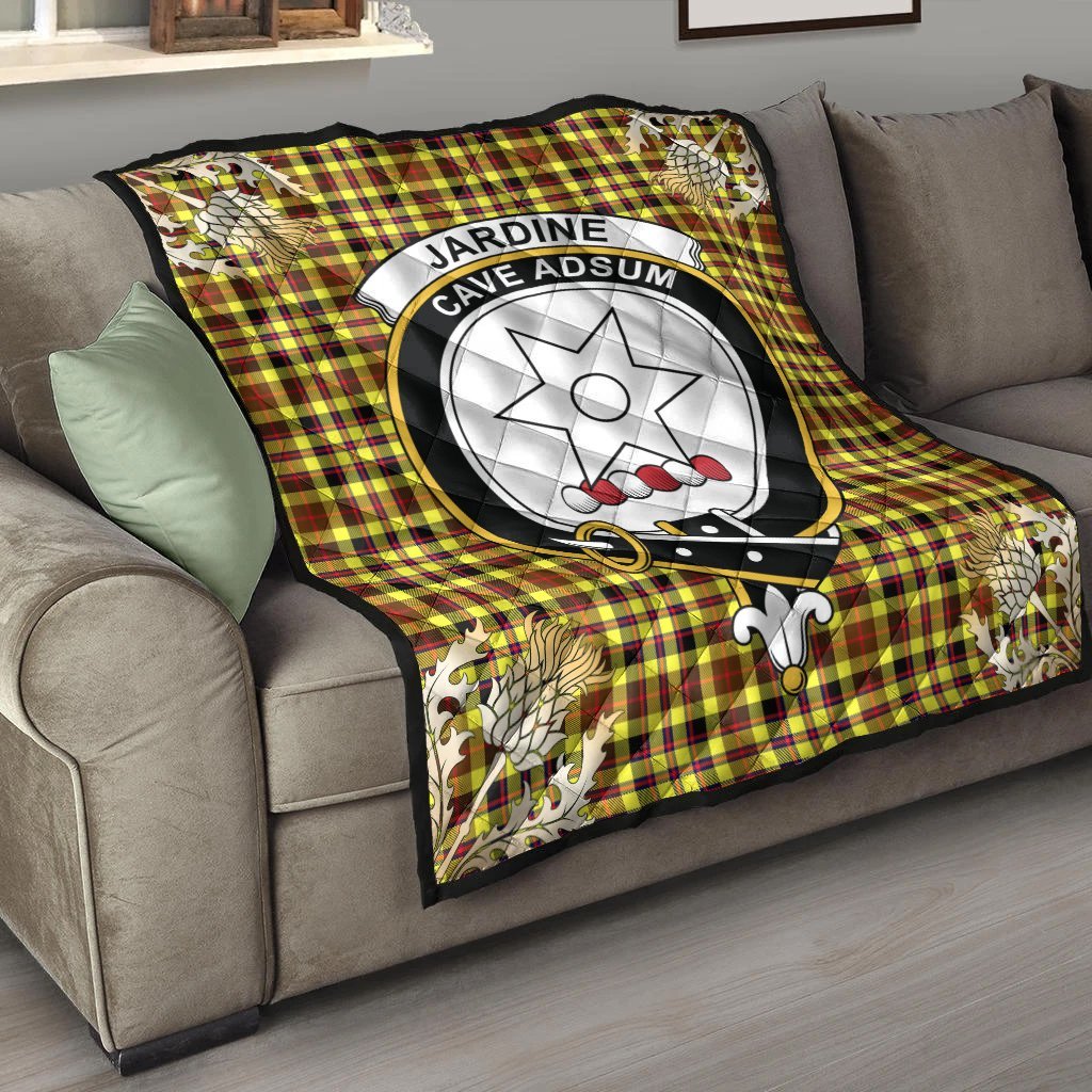 Jardine Tartan Crest Premium Quilt - Gold Thistle Style