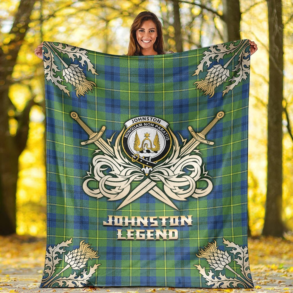 Johnston Ancient Tartan Gold Courage Symbol Blanket