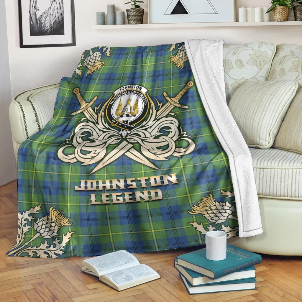 Johnston Ancient Tartan Gold Courage Symbol Blanket