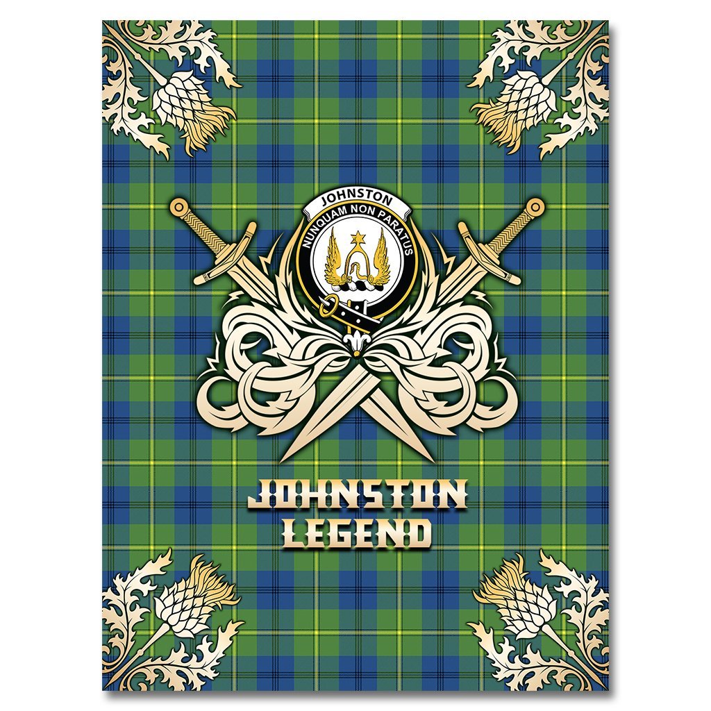 Johnston Ancient Tartan Gold Courage Symbol Blanket