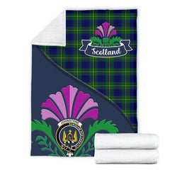 Johnston Tartan Crest Premium Blanket - Thistle Style