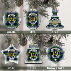 Johnstone Tartan Christmas Ceramic Ornament - Snow Style