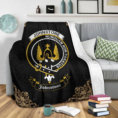 Johnstone Crest Tartan Premium Blanket Black