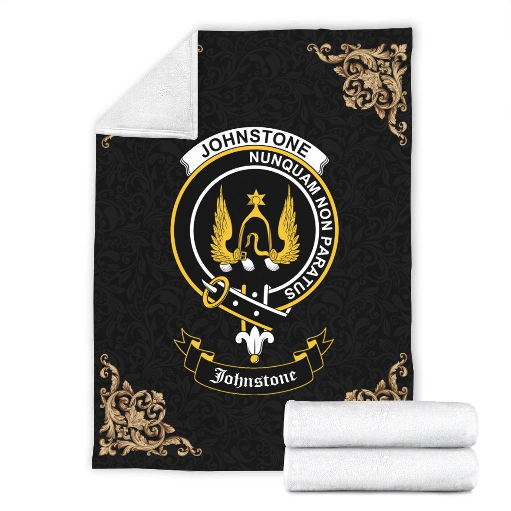 Johnstone Crest Tartan Premium Blanket Black