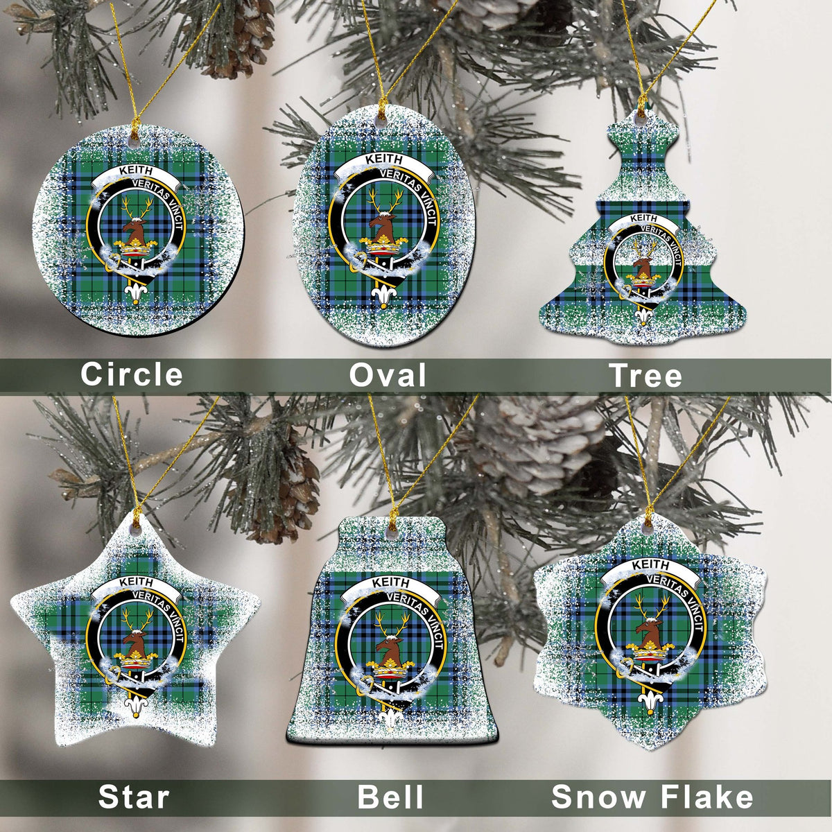 Keith Tartan Christmas Ceramic Ornament - Snow Style