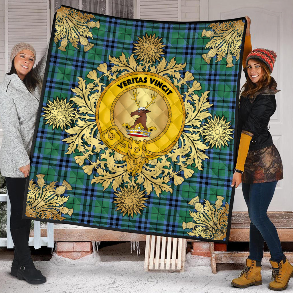 Keith Ancient Tartan Crest Premium Quilt - Gold Thistle Style