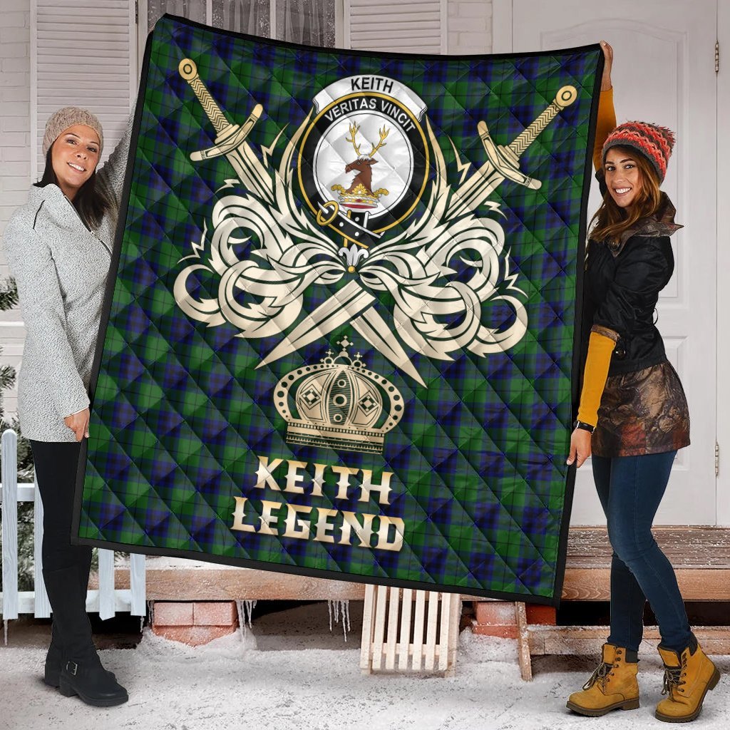 Keith Modern Tartan Crest Legend Gold Royal Premium Quilt