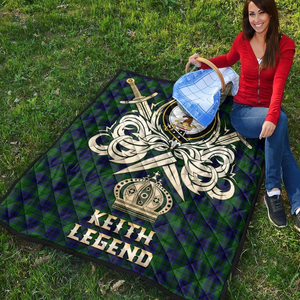 Keith Modern Tartan Crest Legend Gold Royal Premium Quilt