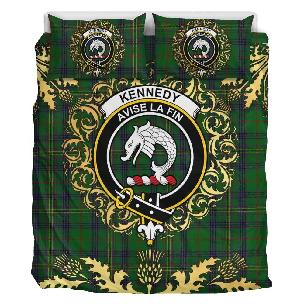 Kennedy Tartan Crest Bedding Set - Golden Thistle Style