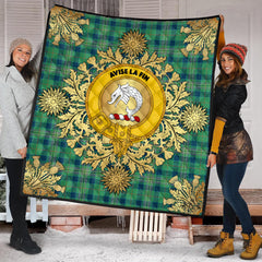 Kennedy Ancient Tartan Crest Premium Quilt - Gold Thistle Style