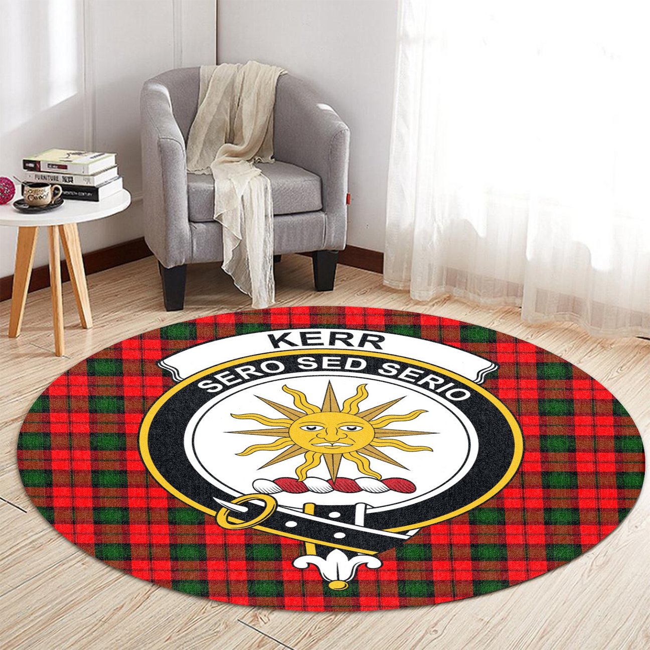 Kerr Modern Tartan Crest Round Rug