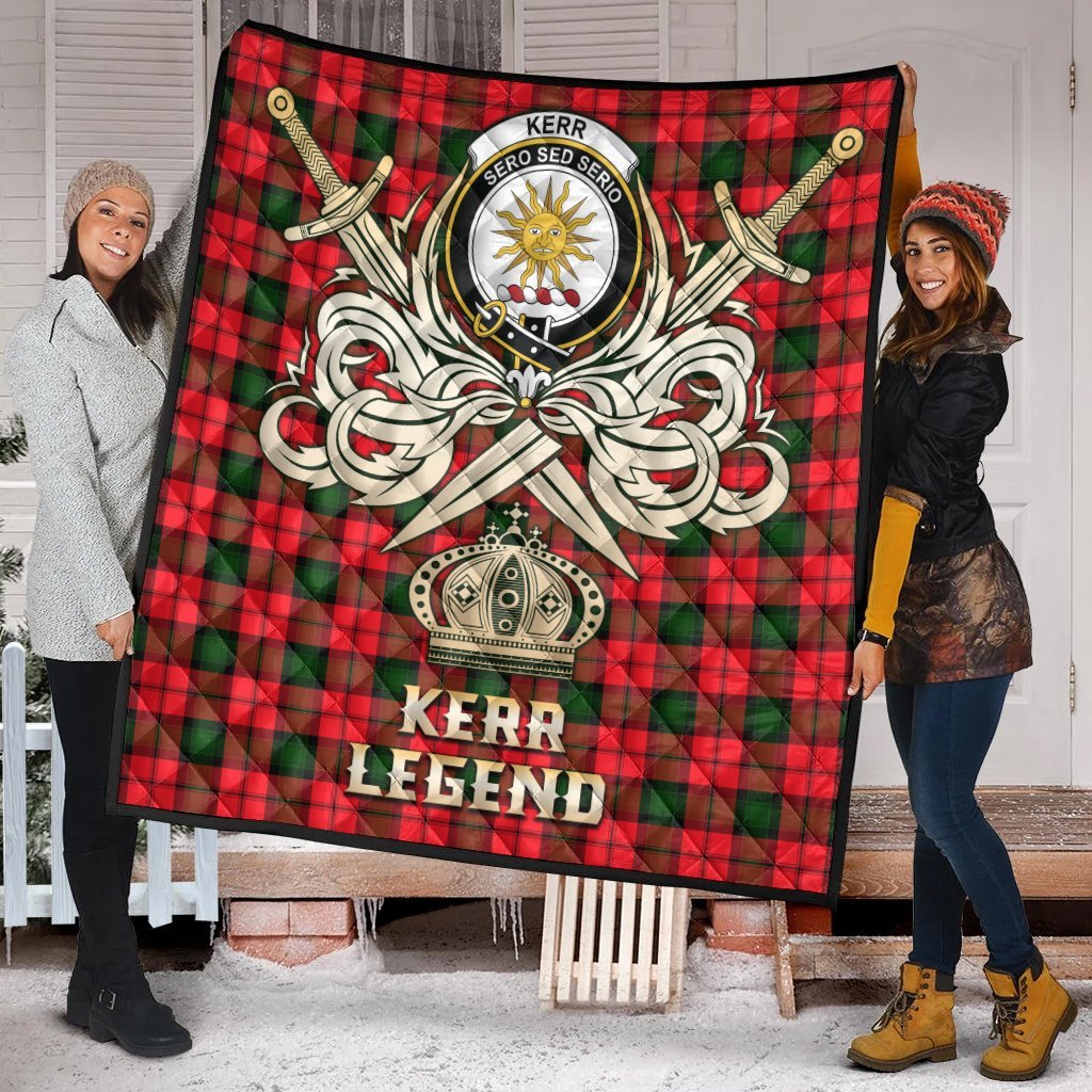 Kerr Modern Tartan Crest Legend Gold Royal Premium Quilt