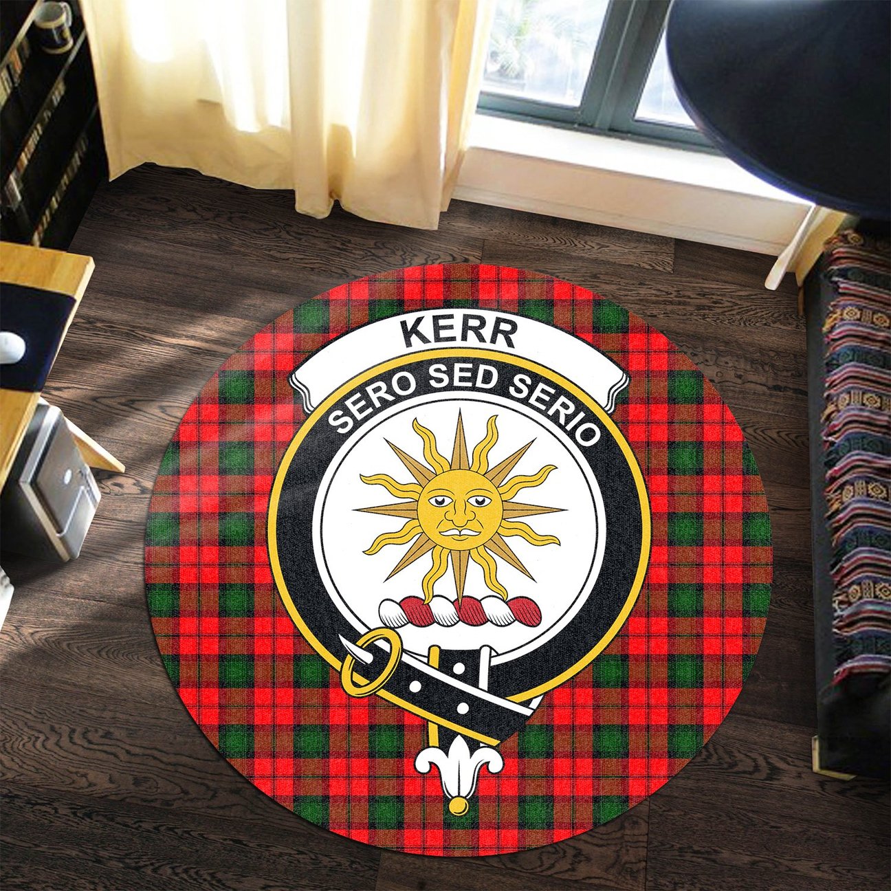 Kerr Modern Tartan Crest Round Rug