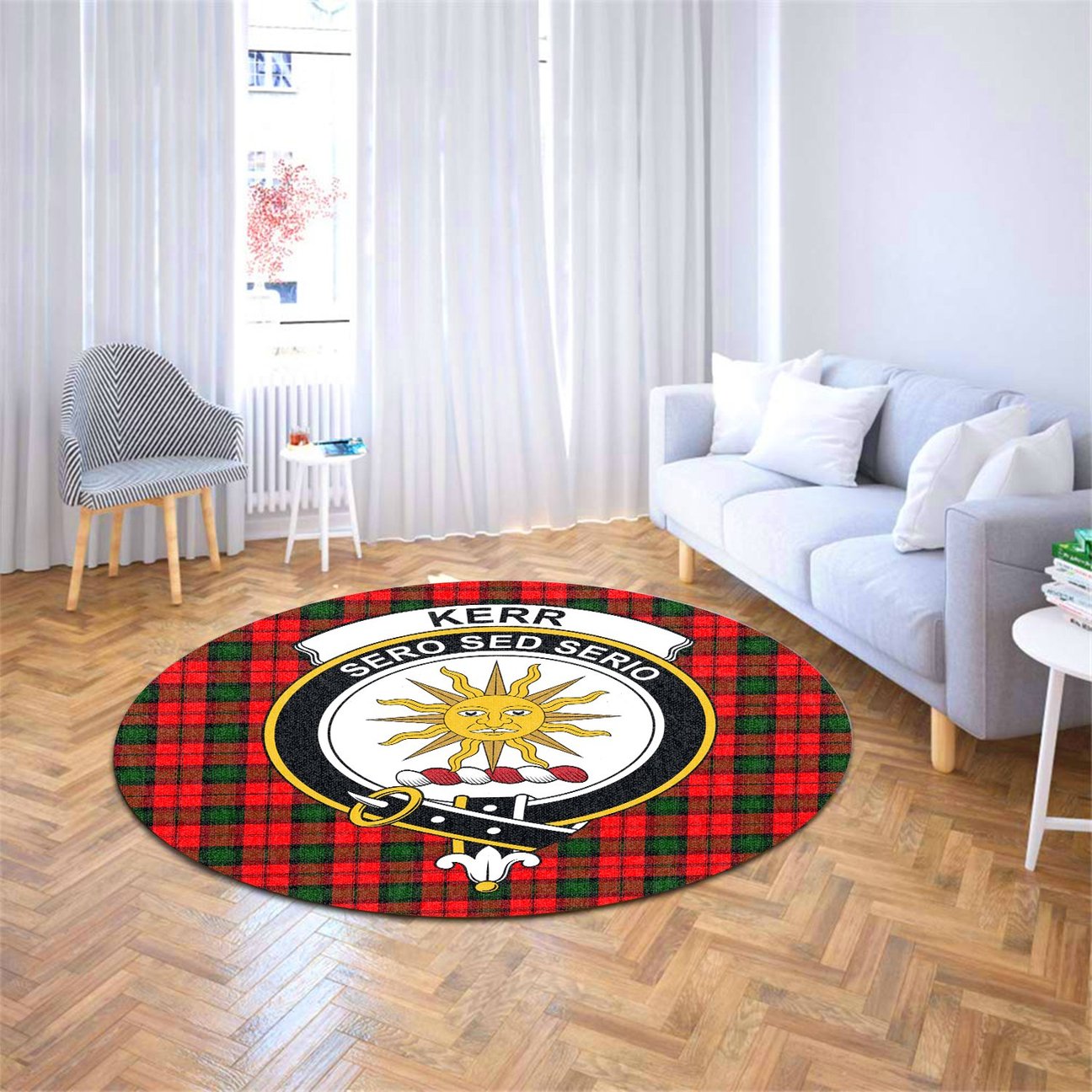 Kerr Modern Tartan Crest Round Rug