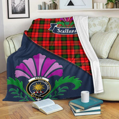Kerr Tartan Crest Premium Blanket - Thistle Style