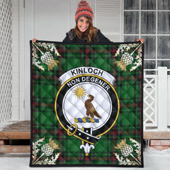 Kinloch Tartan Crest Premium Quilt - Gold Thistle Style