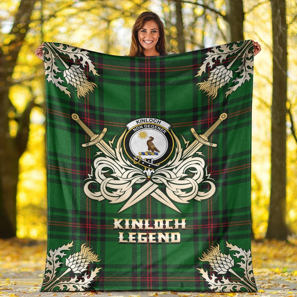 Kinloch Tartan Gold Courage Symbol Blanket