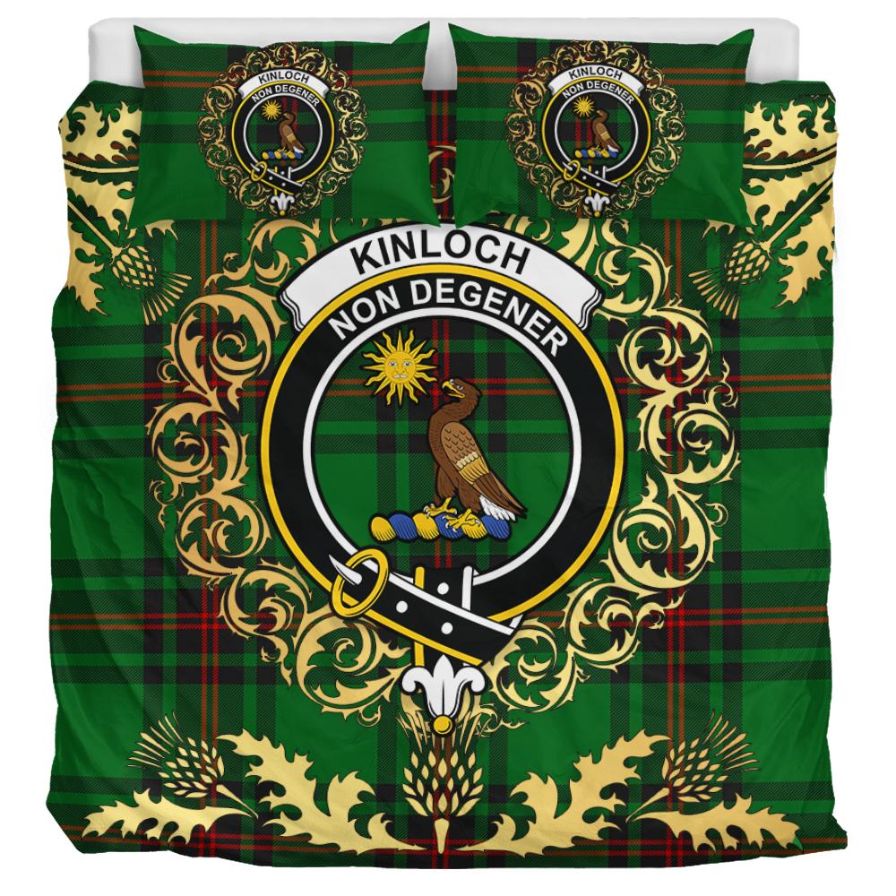 Kinloch Tartan Crest Bedding Set - Golden Thistle Style