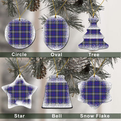 Kinnaird Tartan Christmas Ceramic Ornament - Snow Style