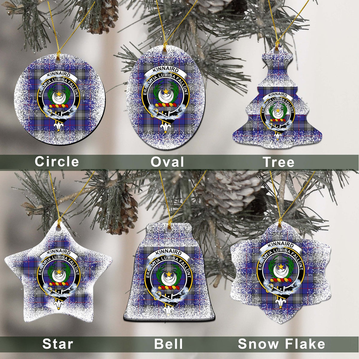 Kinnaird Tartan Christmas Ceramic Ornament - Snow Style