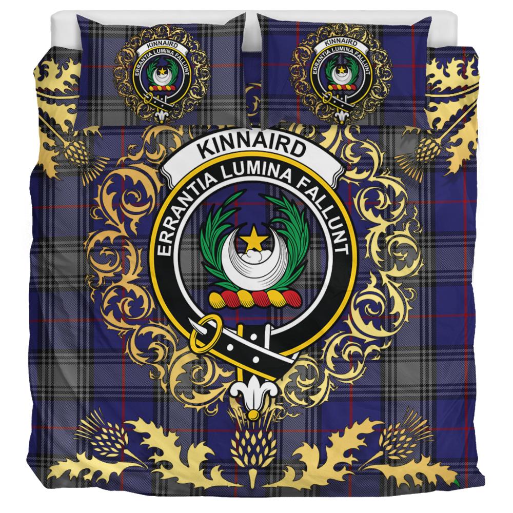 Kinnaird Tartan Crest Bedding Set - Golden Thistle Style