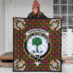 Kinninmont Tartan Crest Premium Quilt - Gold Thistle Style