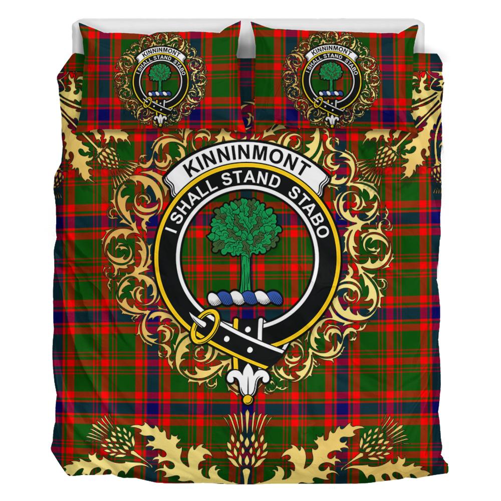 Kinninmont Tartan Crest Bedding Set - Golden Thistle Style