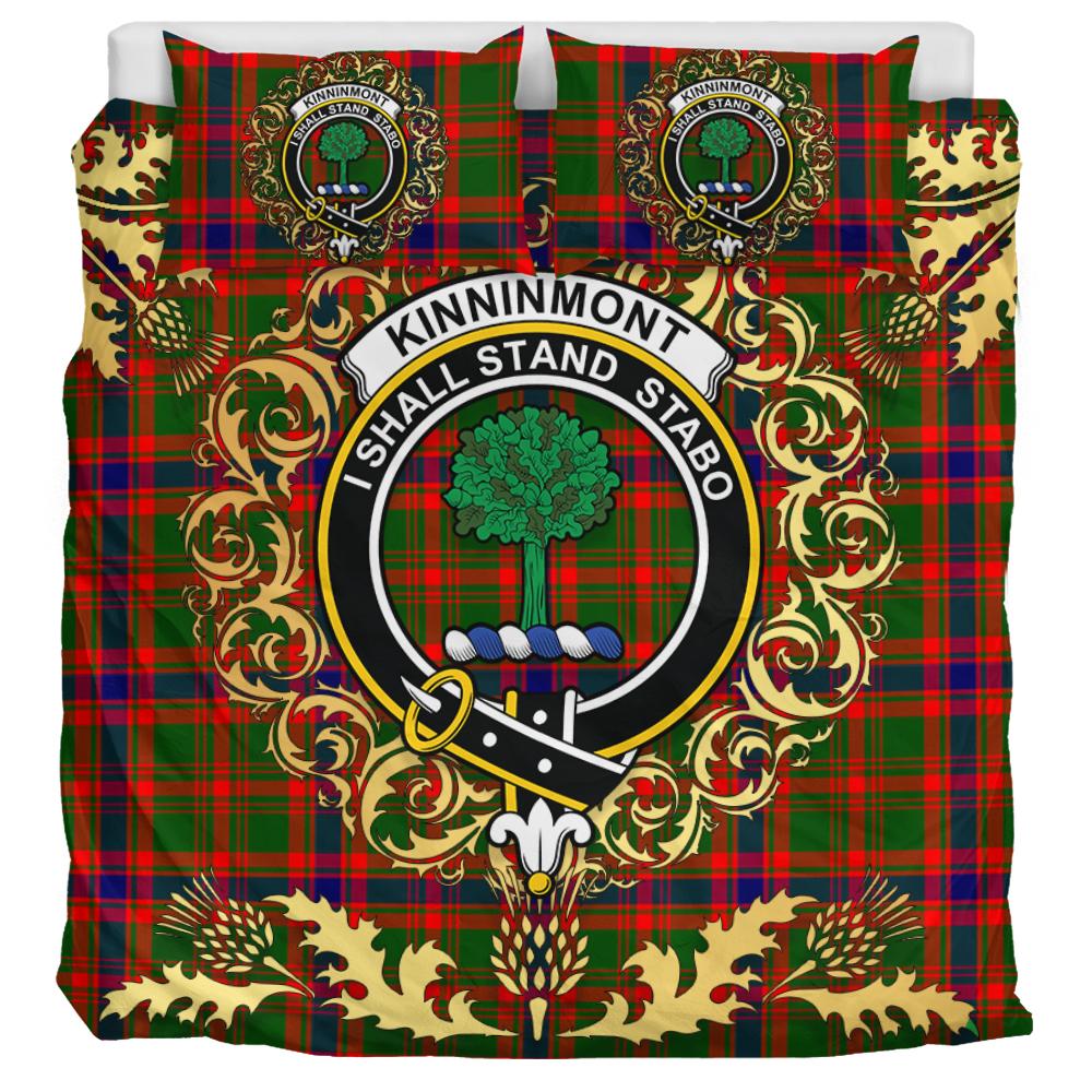 Kinninmont Tartan Crest Bedding Set - Golden Thistle Style