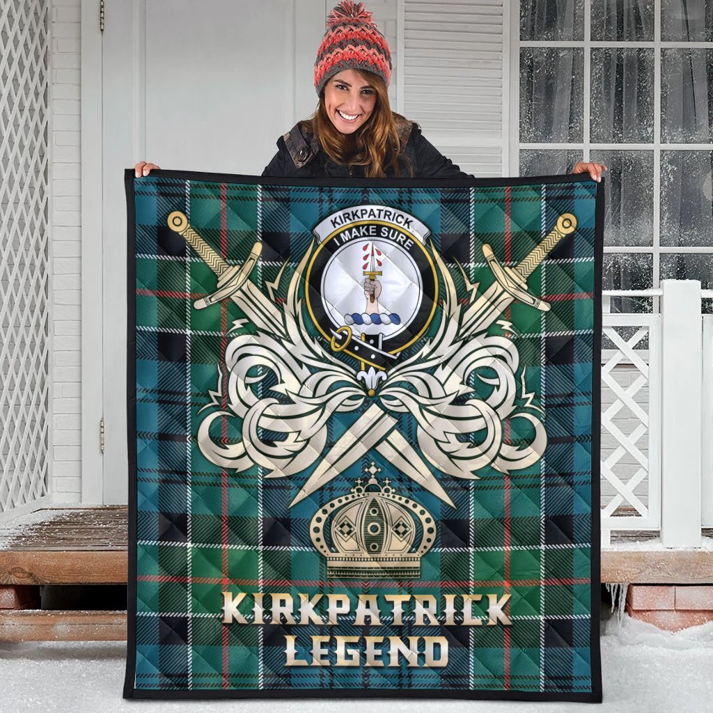 Kirkpatrick Tartan Crest Legend Gold Royal Premium Quilt