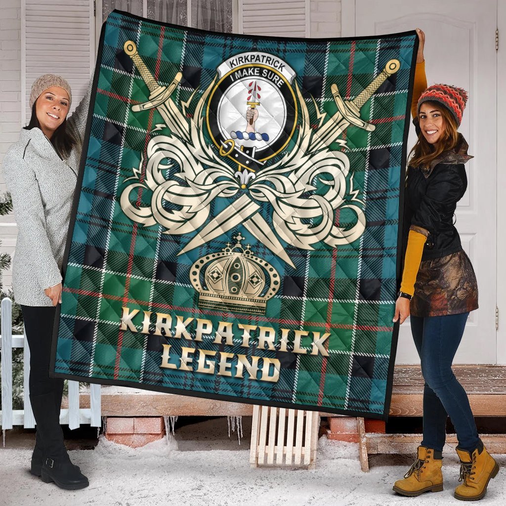 Kirkpatrick Tartan Crest Legend Gold Royal Premium Quilt