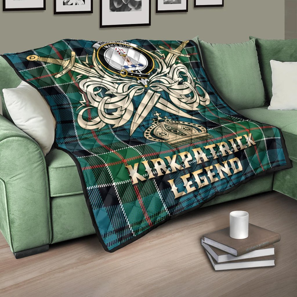 Kirkpatrick Tartan Crest Legend Gold Royal Premium Quilt