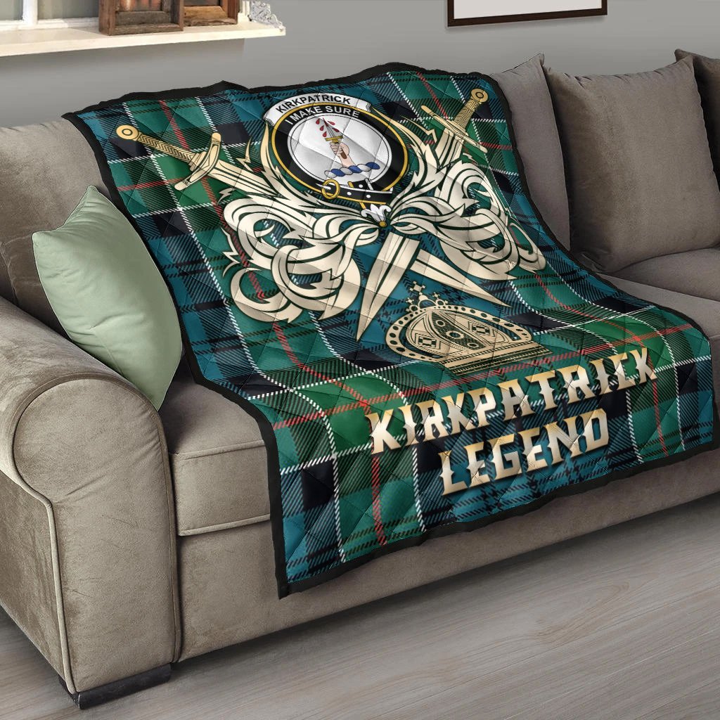 Kirkpatrick Tartan Crest Legend Gold Royal Premium Quilt