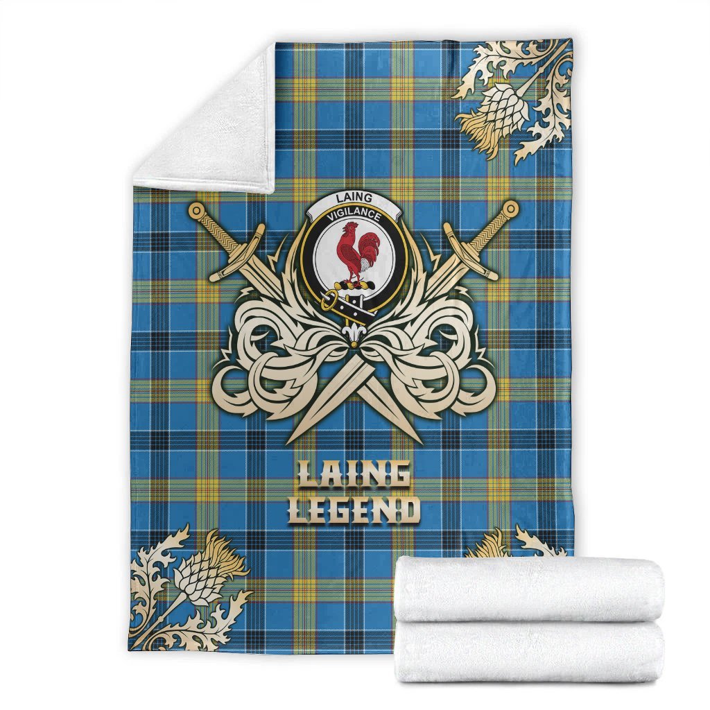 Laing Tartan Gold Courage Symbol Blanket