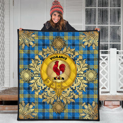 Laing Tartan Crest Premium Quilt - Gold Thistle Style