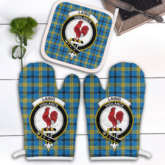 Laing Tartan Crest Oven Mitt And Pot Holder (2 Oven Mitts + 1 Pot Holder)