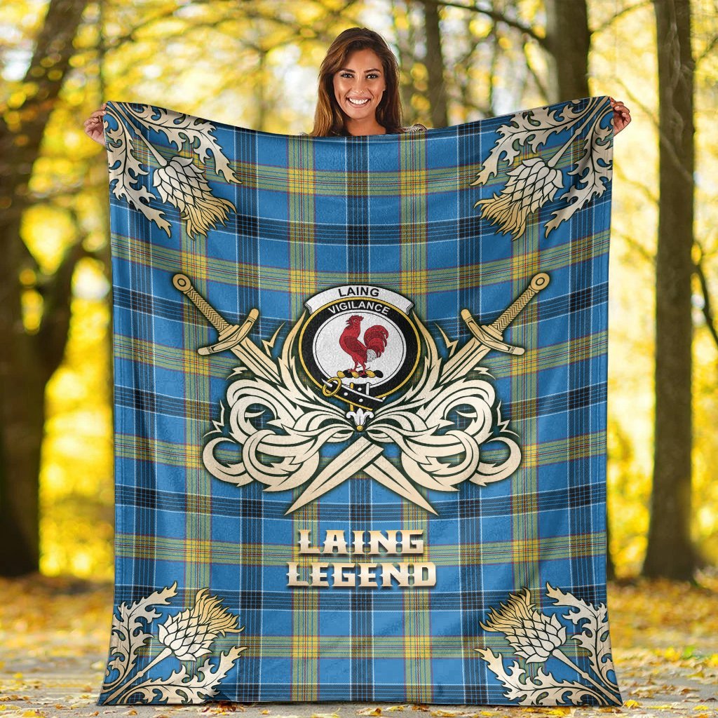 Laing Tartan Gold Courage Symbol Blanket