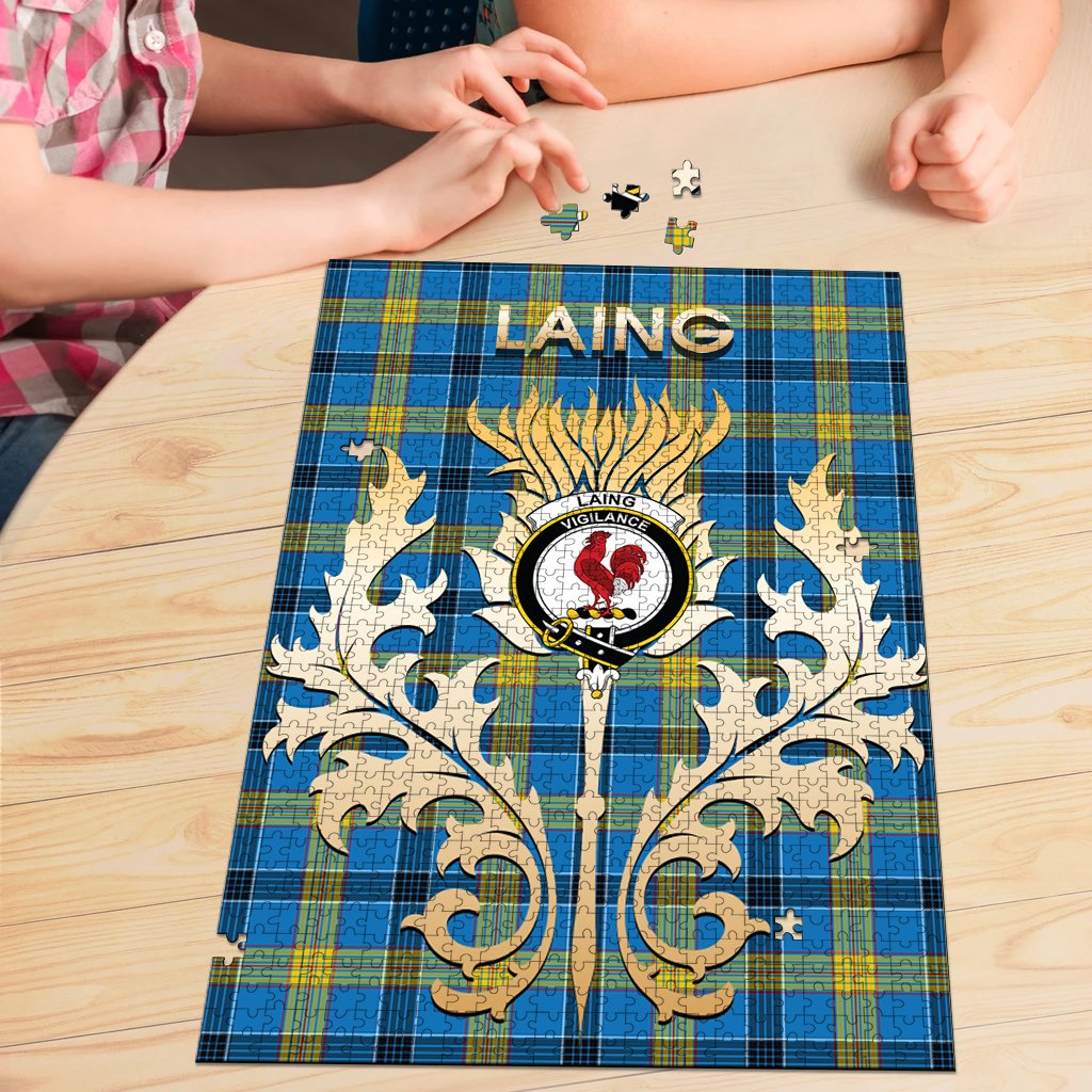 Laing Tartan Crest Thistle Jigsaw Puzzles