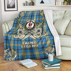 Laing Tartan Gold Courage Symbol Blanket