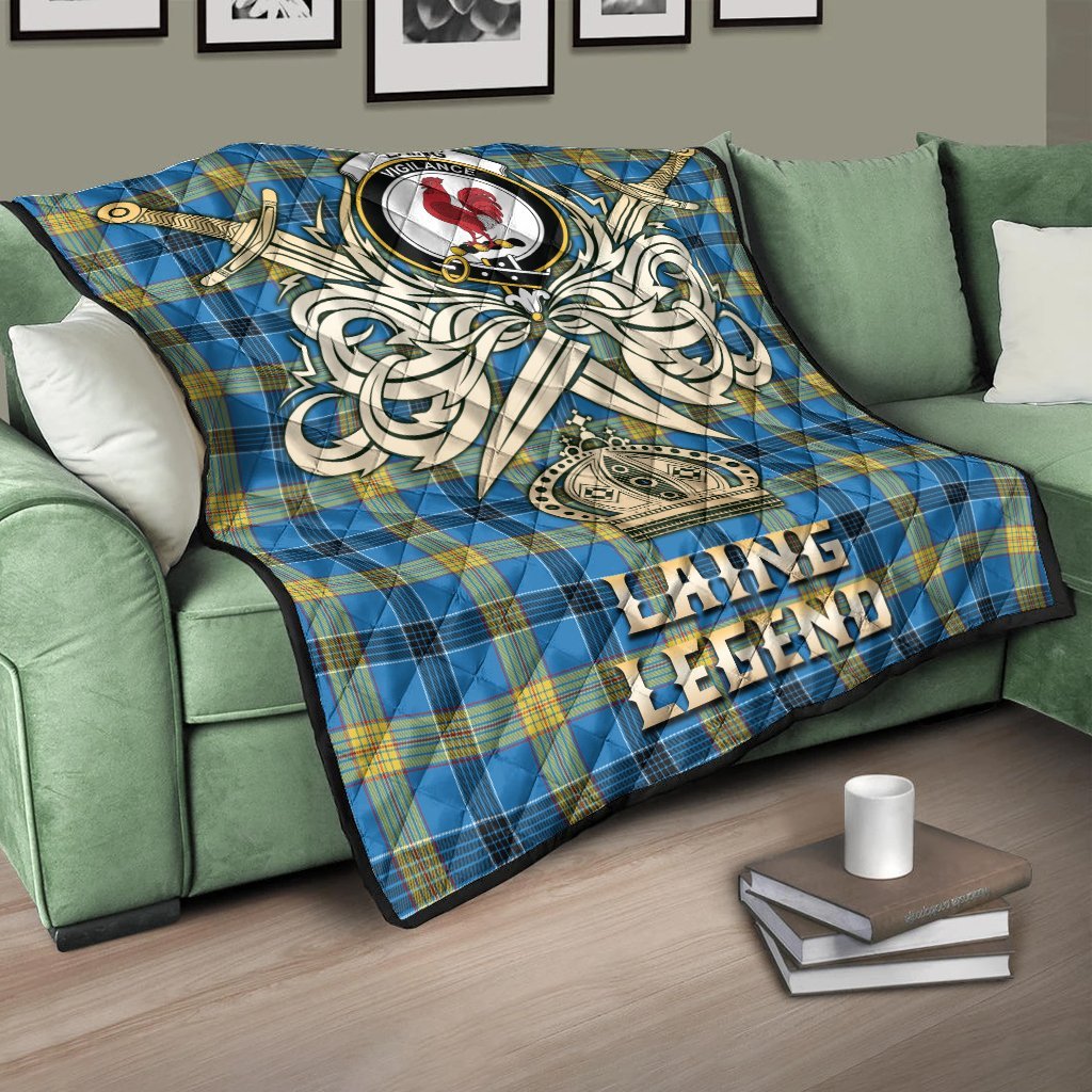 Laing Tartan Crest Legend Gold Royal Premium Quilt